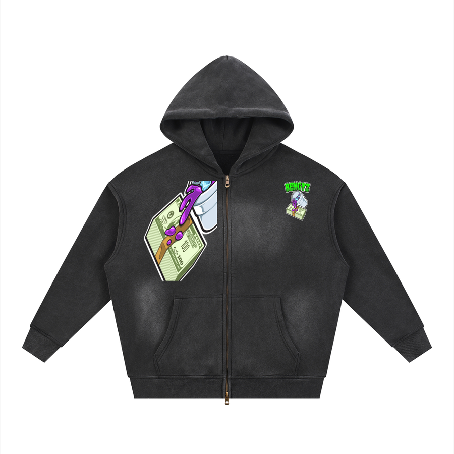 BENGYZ Sunfade Two-way Zipper Boxy Fleece Hoodie