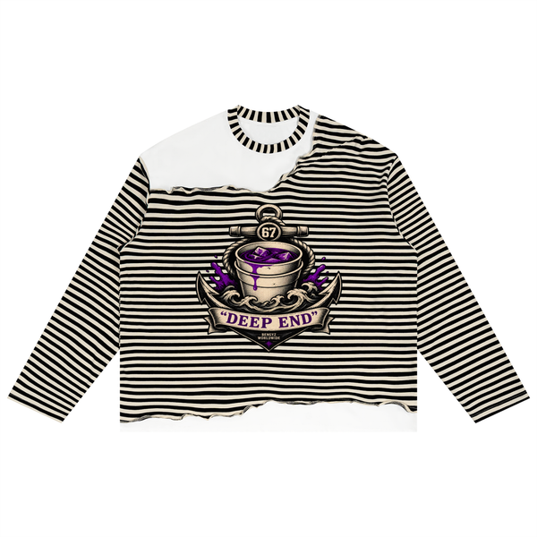 Unisex Striped Panel Boxy Long Sleeve T-Shirt