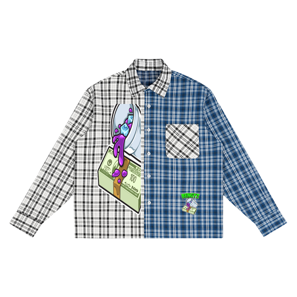 BENGYZ Unisex Oversized Plaid Color Block Shirt