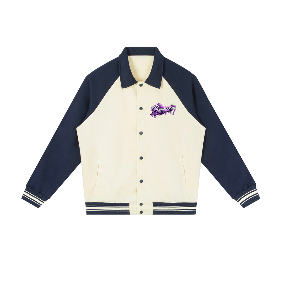 Contrast Raglan Sleeve Baseball Jacket