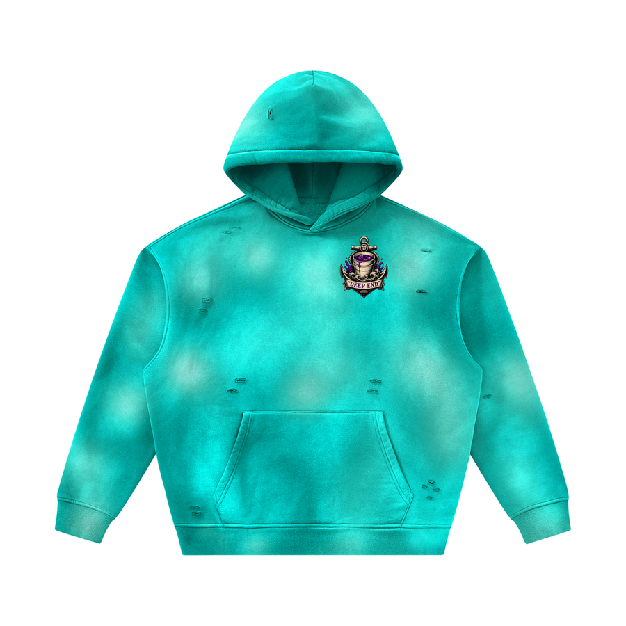 Unisex Sunfade Frayed Fleece Hoodie