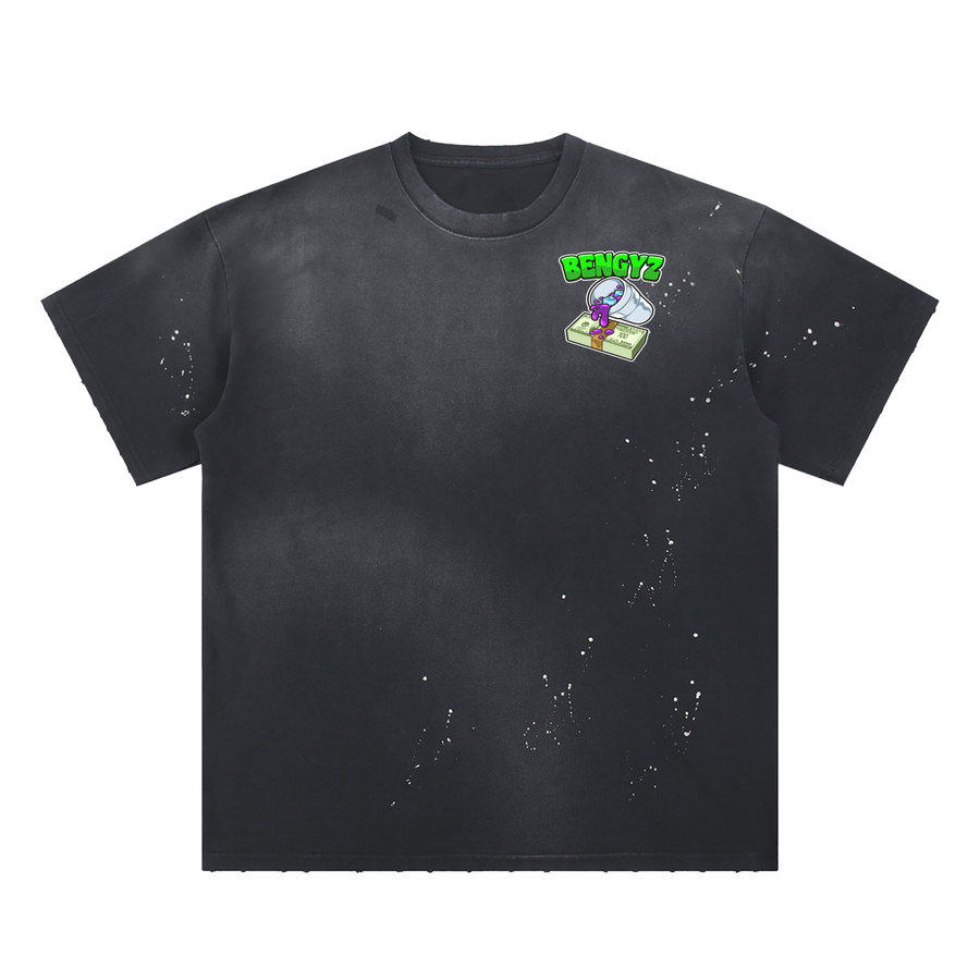 Hand-Frayed Sunfade Paint Splatter T-Shirt