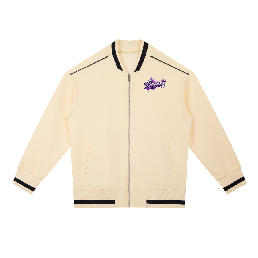 Contrast Piping Zip Bomber Jacket