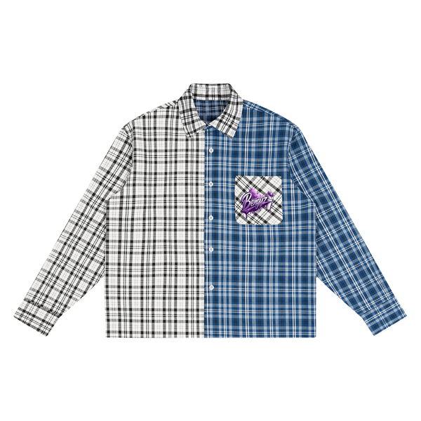 Unisex Oversized Plaid Color Block Shirt