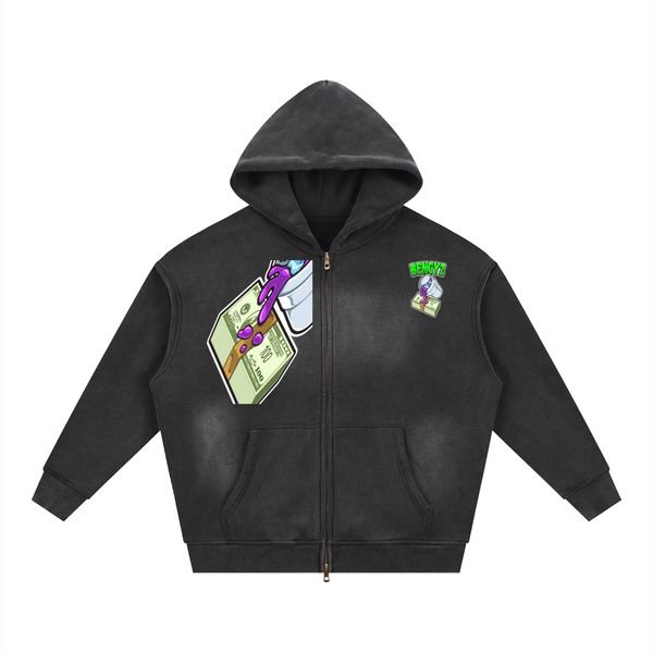 BENGYZ Sunfade Two-way Zipper Boxy Fleece Hoodie