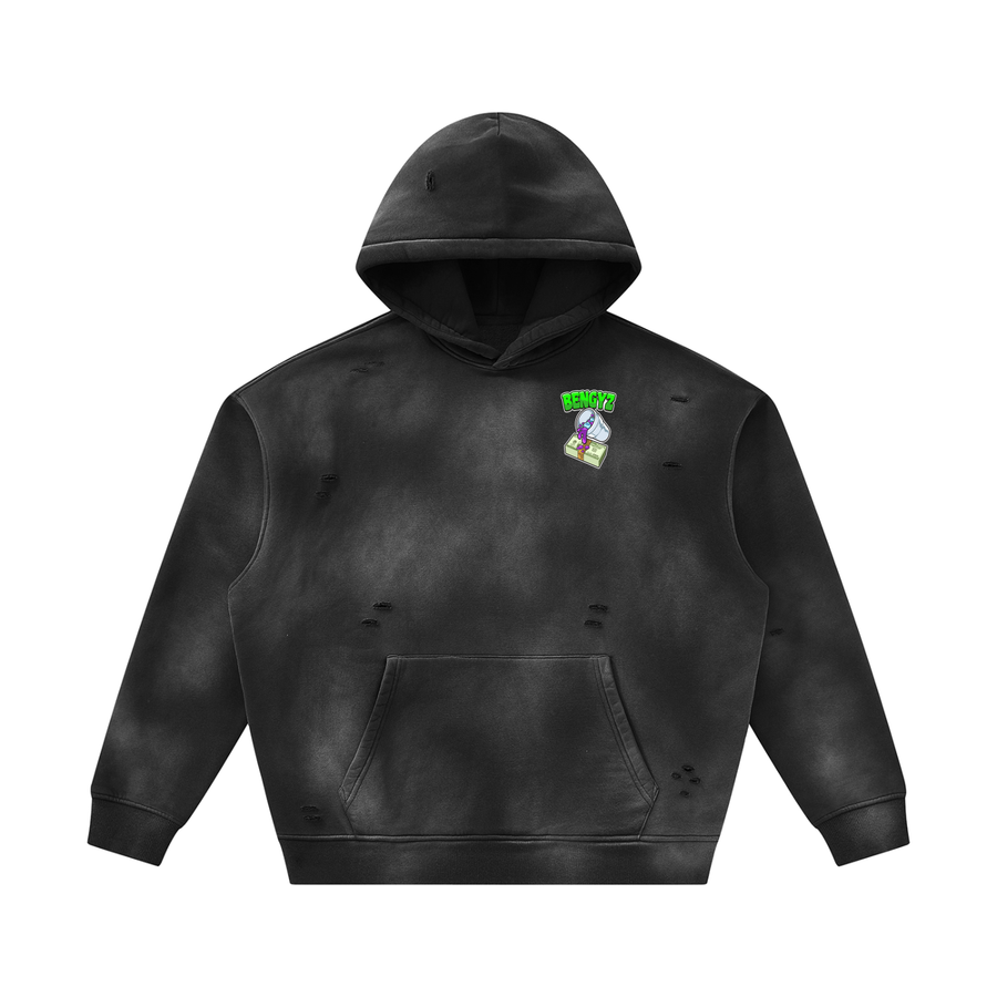 BENGYZ Unisex Sunfade Frayed Fleece Hoodie