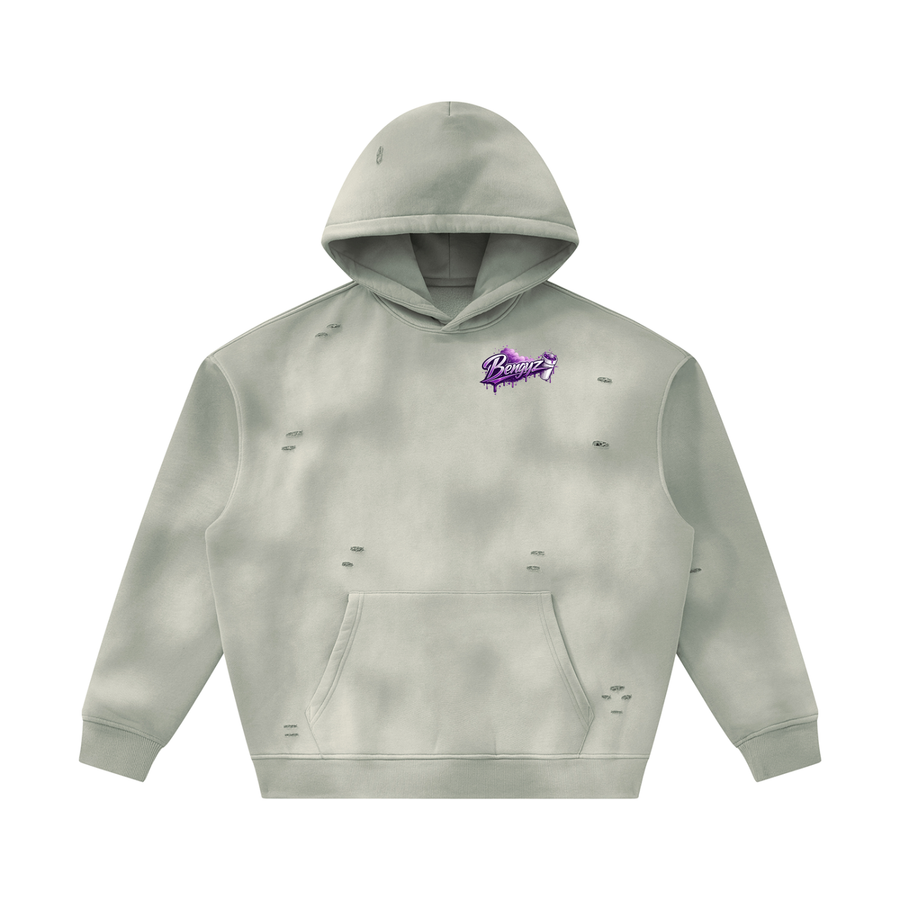Unisex Sunfade Frayed Fleece Hoodie