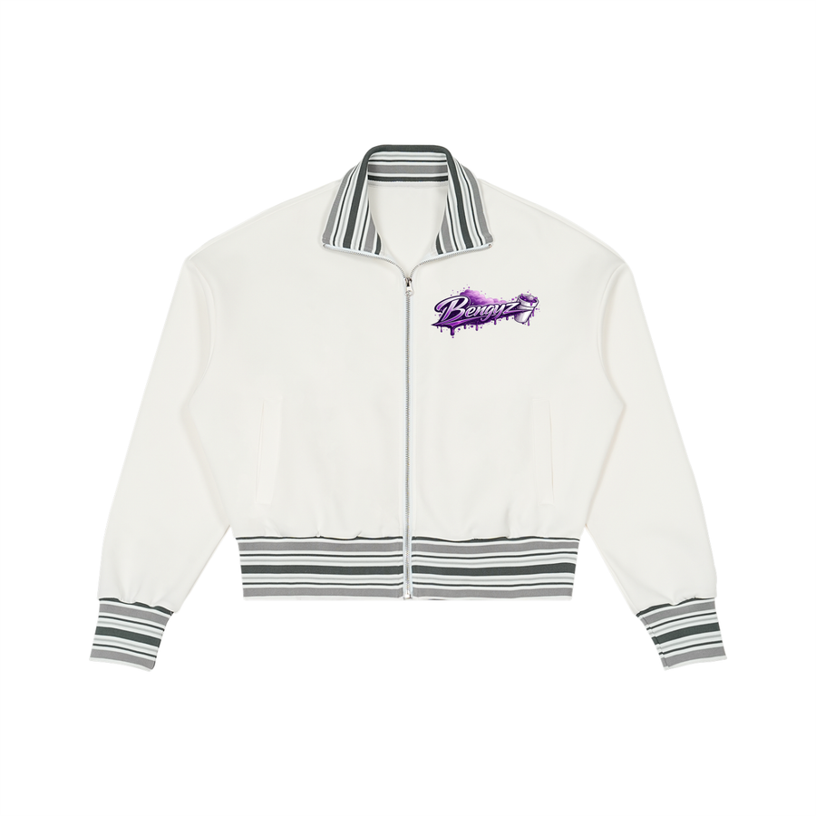 Striped Rib Collar Zip Jacket