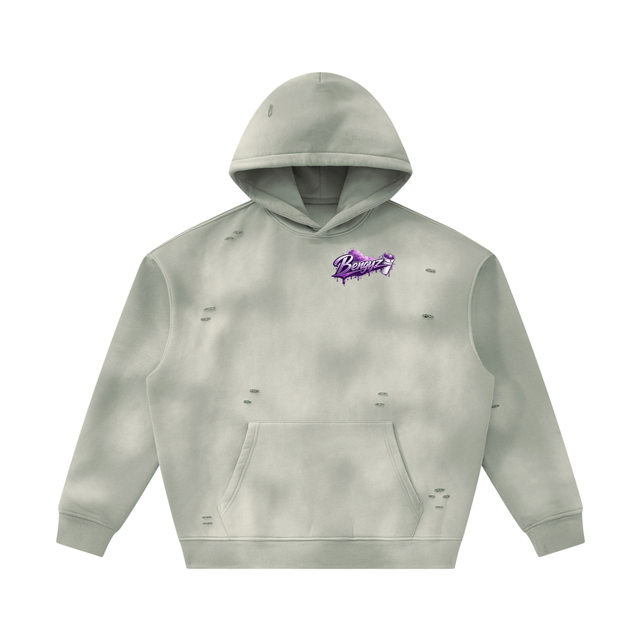 Unisex Sunfade Frayed Fleece Hoodie